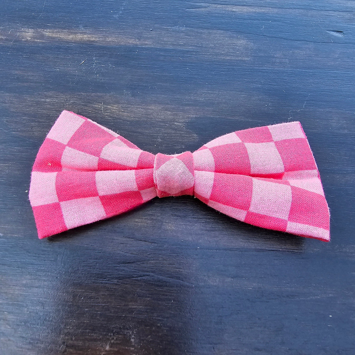 Salmon Checkers Bow Tie