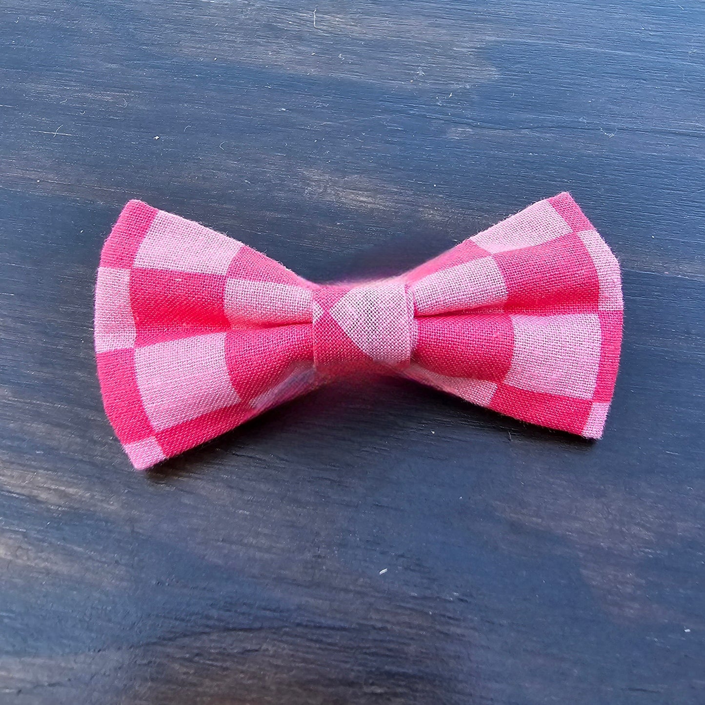 Salmon Checkers Bow Tie