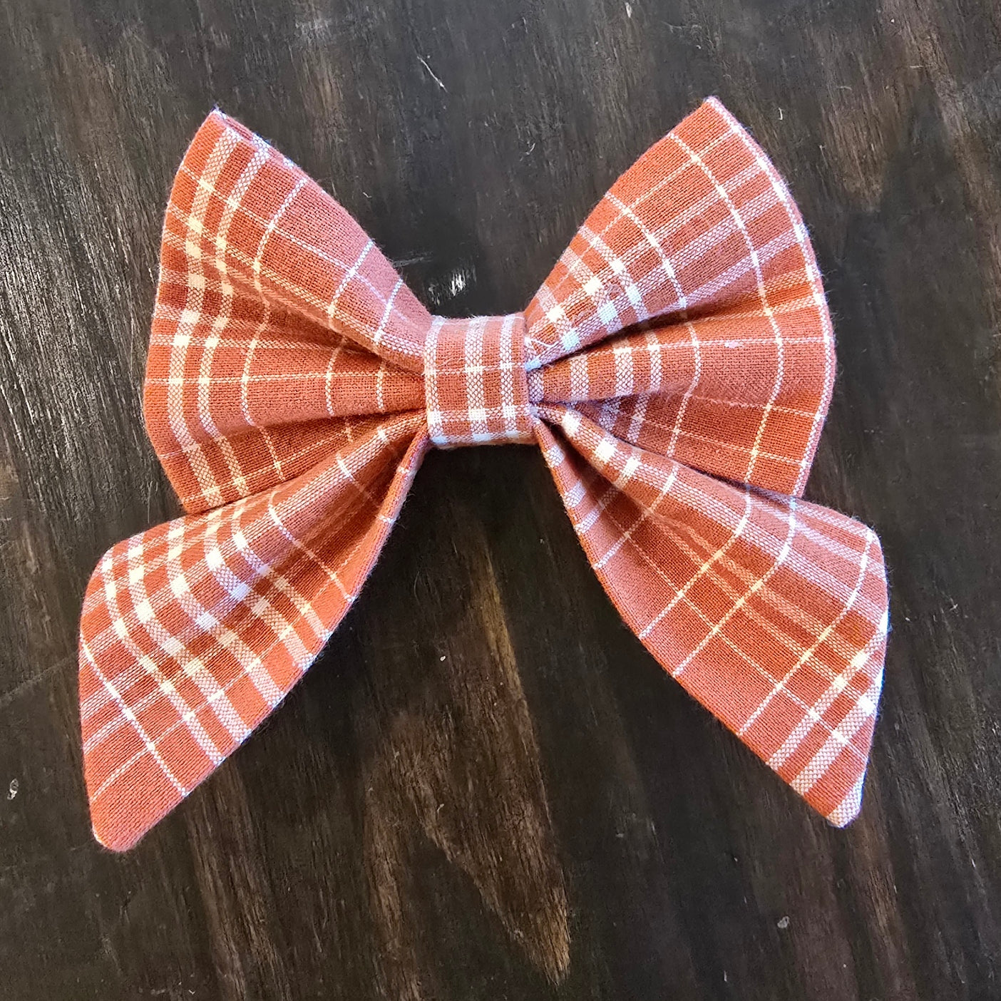 Orange Plaid Sailor Bow