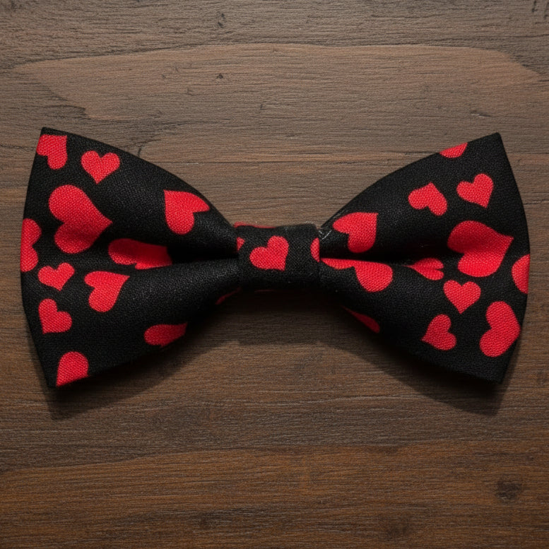 Red and Black Valentine Heart Bow Tie