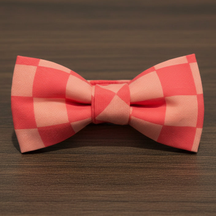 Salmon Checkers Bow Tie