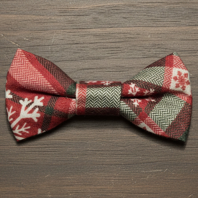 Plaid Snow Bow Tie