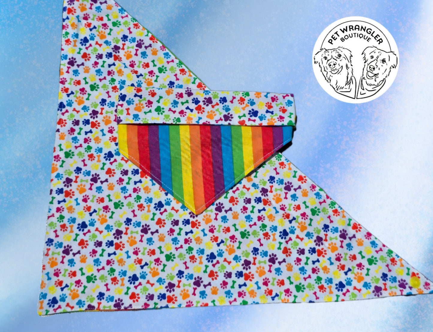 Pride bandana - Snap on Reversible - Dog Bandana - Cat Bandana - Pet scarf - Summer Bandana - Rainbow bandana