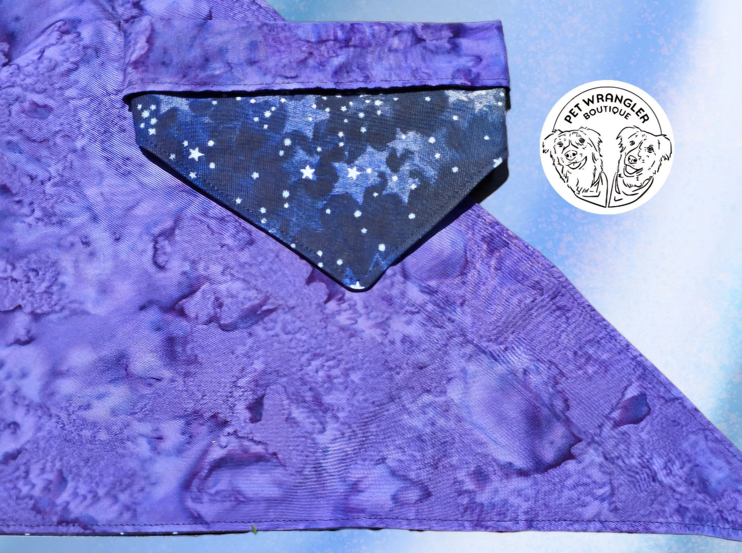Blue stars bandana - Snap on Reversible - Dog Bandana - Cat Bandana - Pet scarf - space Bandana -