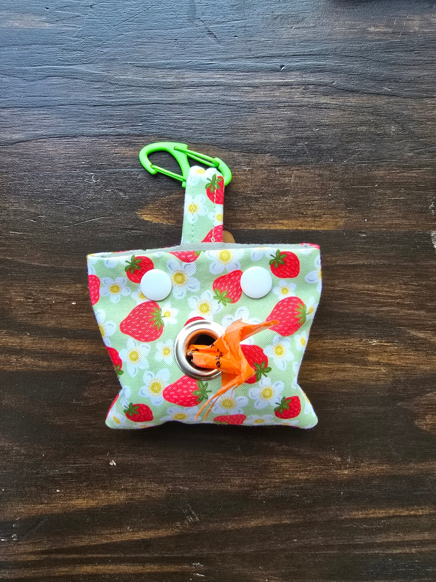 Green Strawberry Poop Bag holder