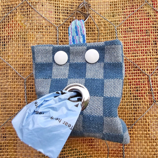 Denim Checkers Poop Bag Holder