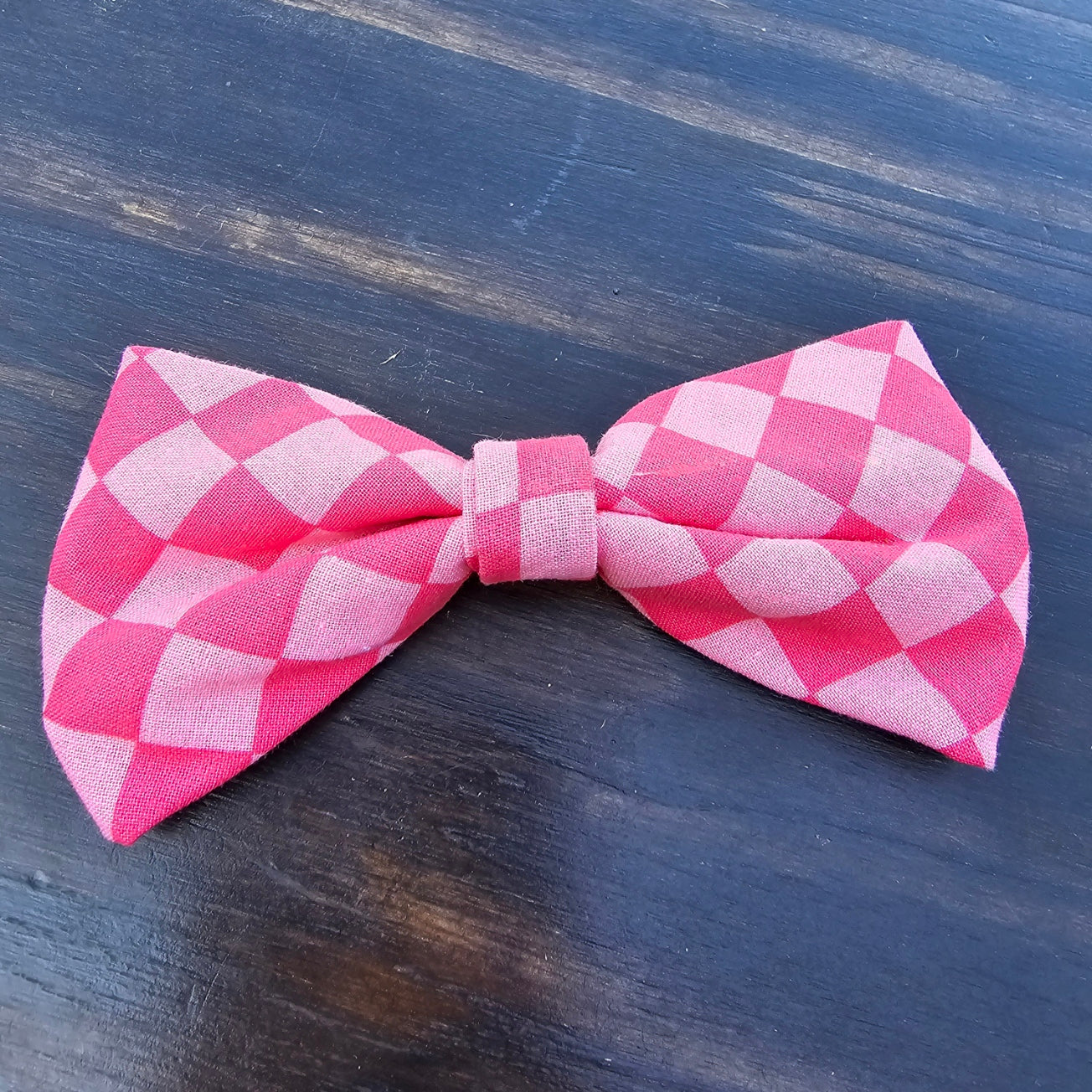 Salmon Checkers Bow Tie