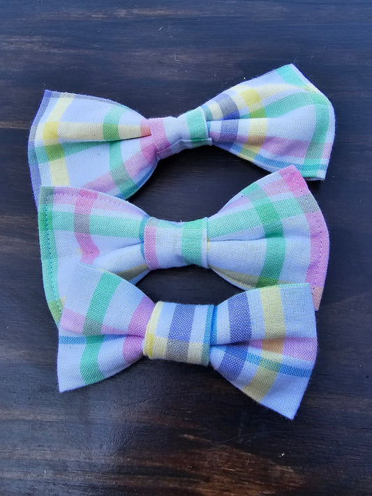 Pastel Plaid Bow Tie