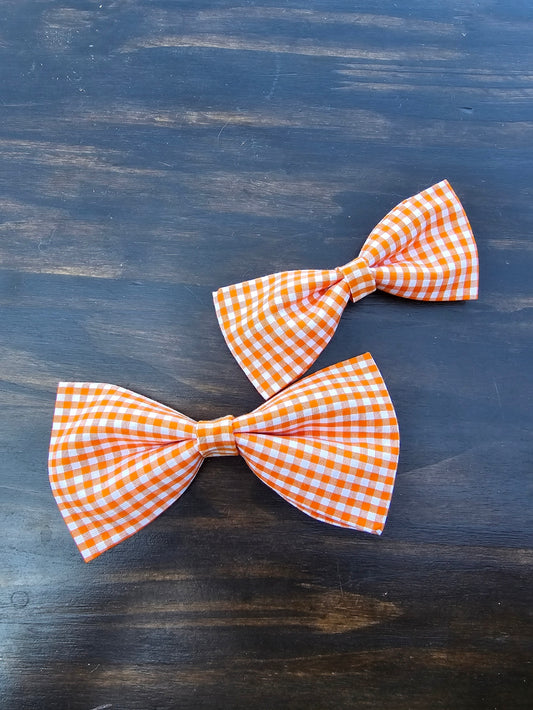 Orange Plaid Bow Tie