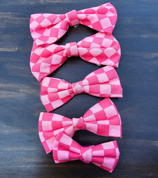 Salmon Checkers Bow Tie