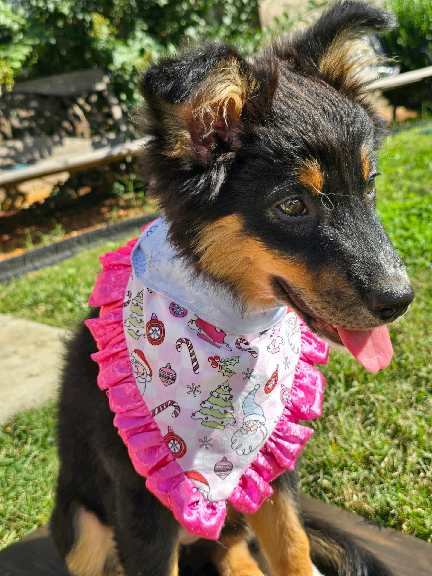 Pink Christmas Ruffle bandana