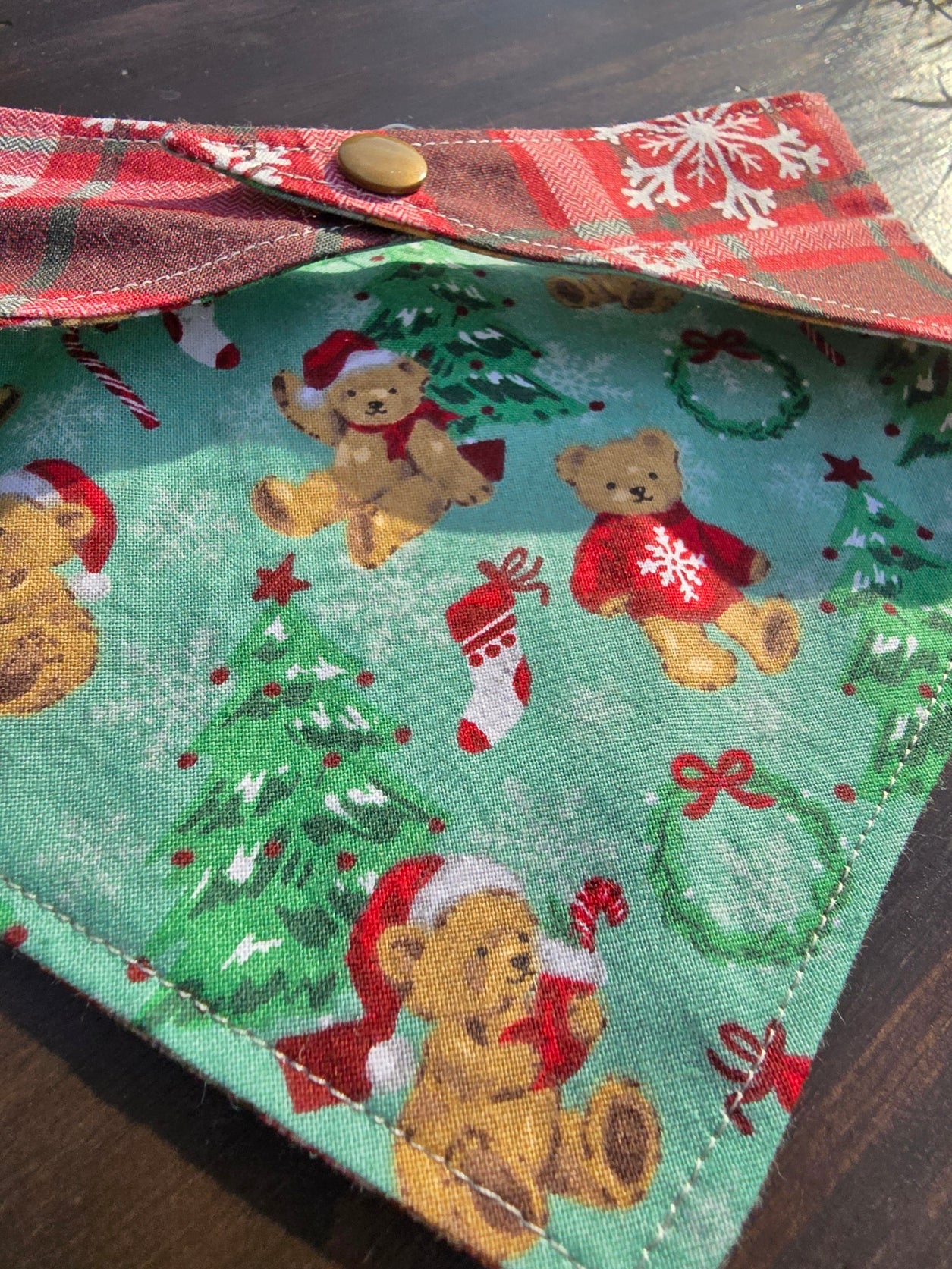 Teddy bear plaid bandana