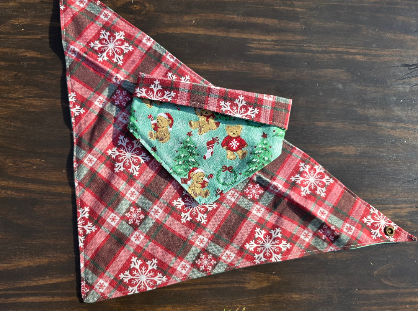 Teddy bear plaid bandana