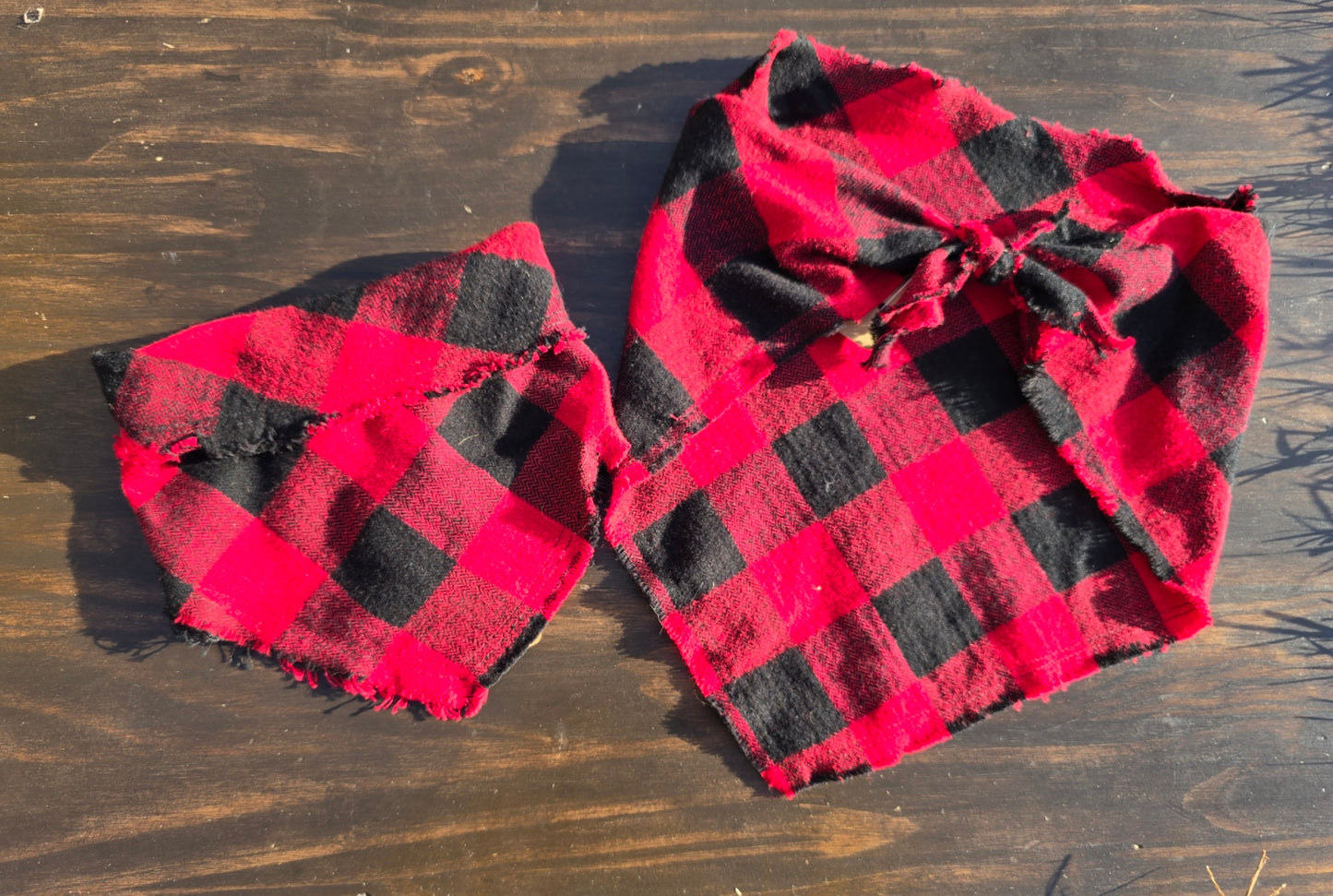 Tie on buffalo plaid bandana