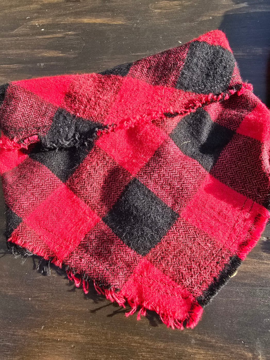 Tie on buffalo plaid bandana