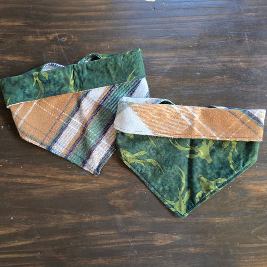 Green Flannel Deer Bandana
