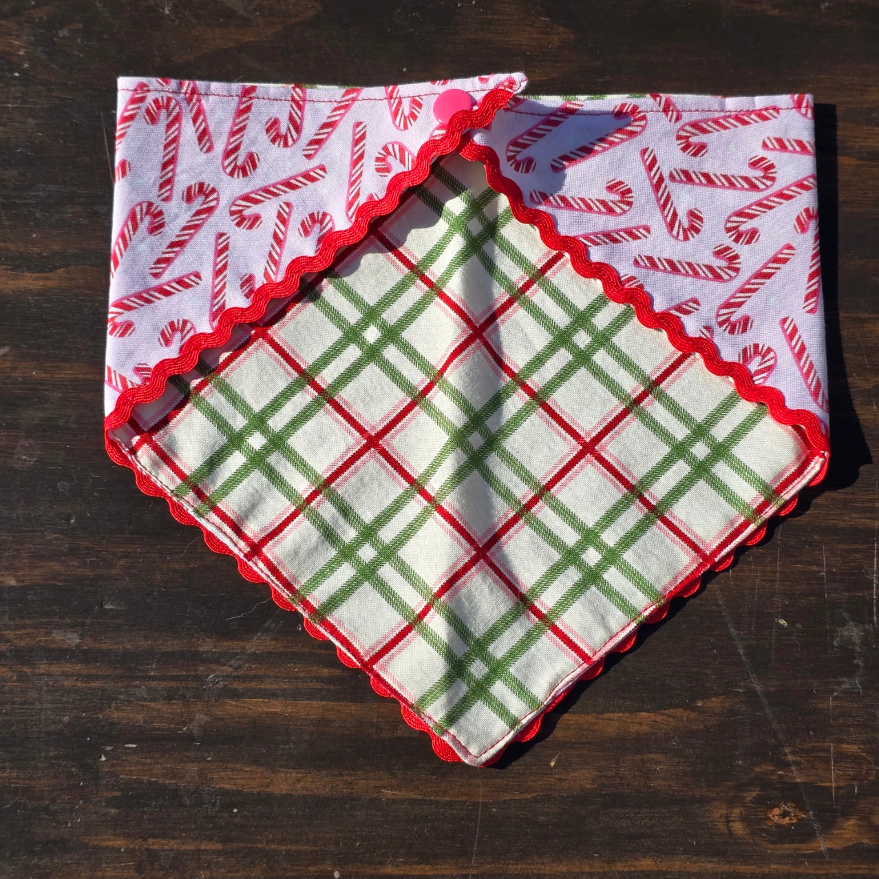 Pink Candy Cane Plaid Trimmed