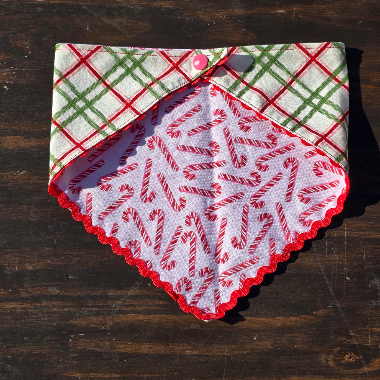 Pink Candy Cane Plaid Trimmed