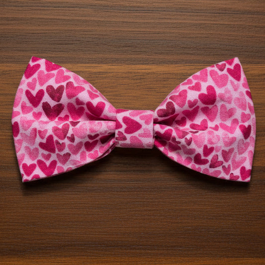 Pink Valentine Heart Bow Tie