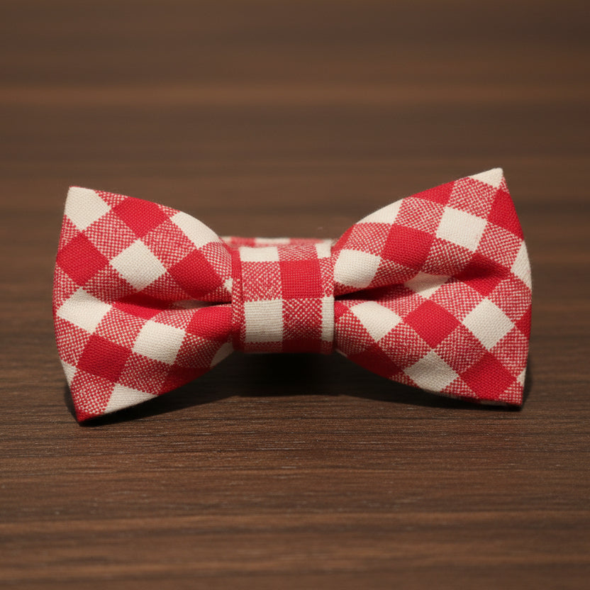Red Plaid Bow Tie