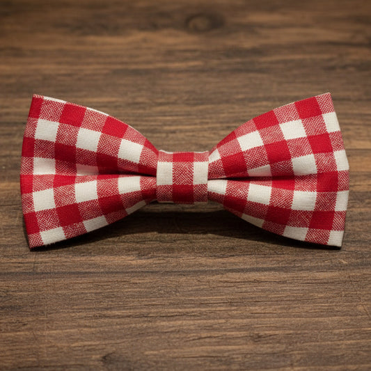 Red Plaid Bow Tie