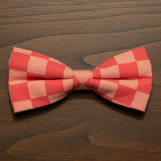 Salmon Checkers Bow Tie