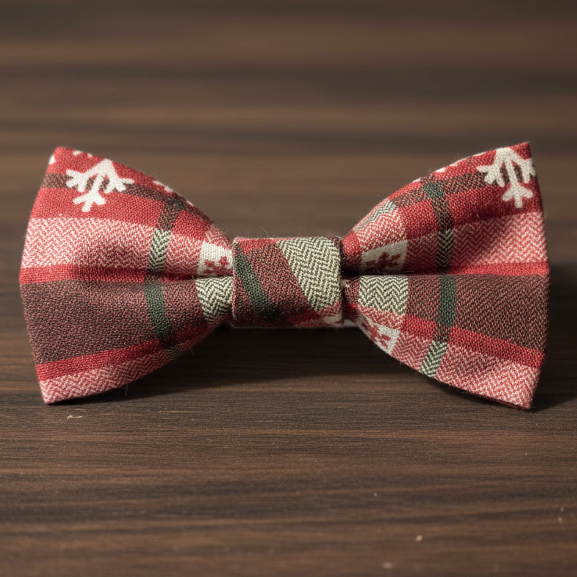 Plaid Snow Bow Tie