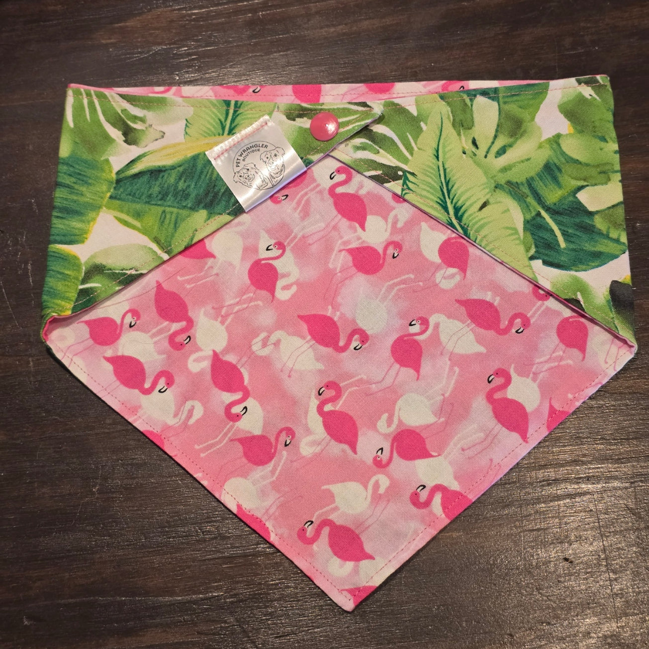 Flamingos & Palm Leaves