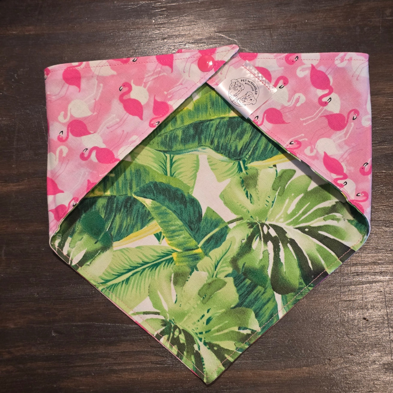 Flamingos & Palm Leaves