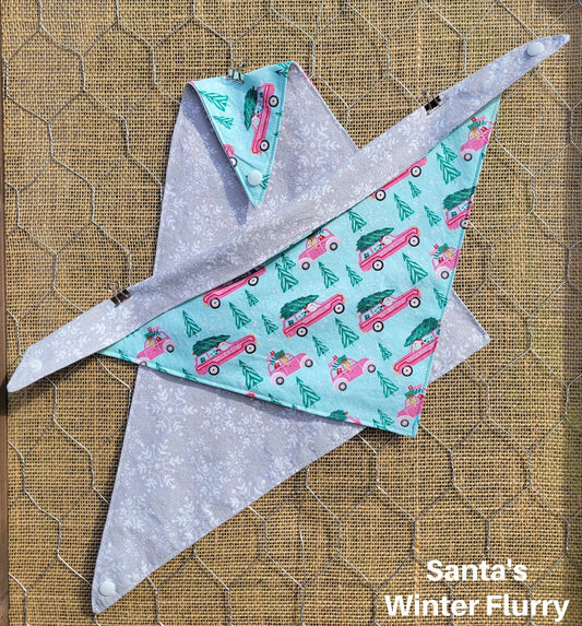 Santa's Winter Flurry Christmas and Winter Reversible Bandana