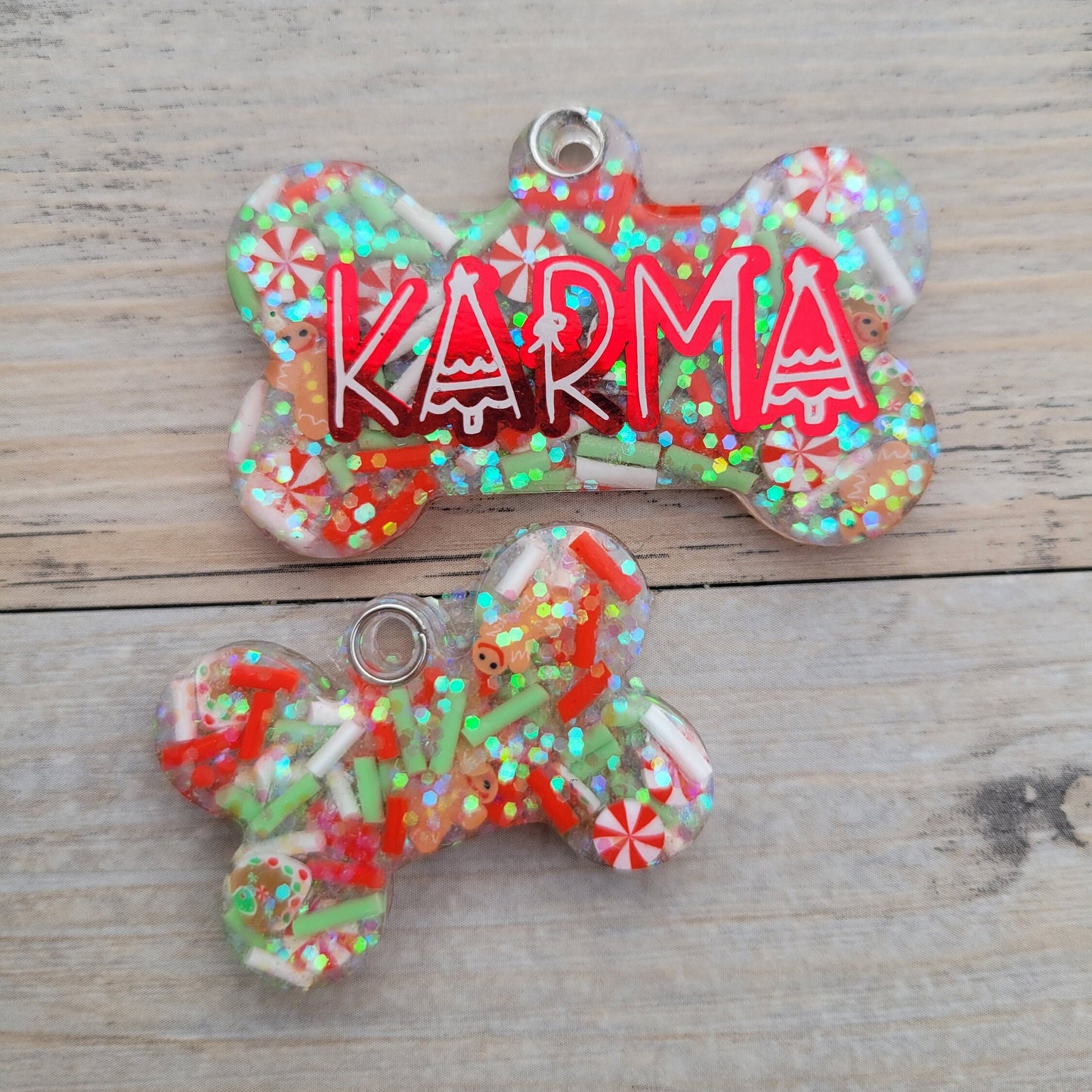 Gingerbread Man and Candy Land Christmas Personalized Dog Tag