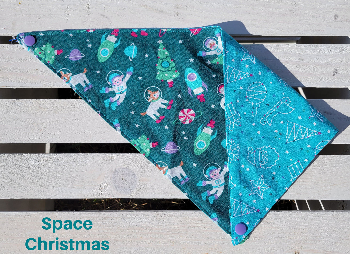 Space Christmas and Peppermint Plaid Limited Christmas and Winter Reversible Bandana
