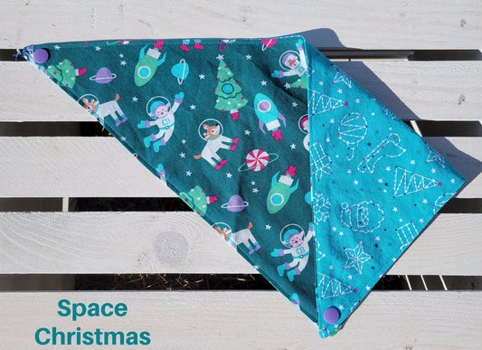 Space Christmas and Peppermint Plaid Limited Christmas and Winter Reversible Bandana