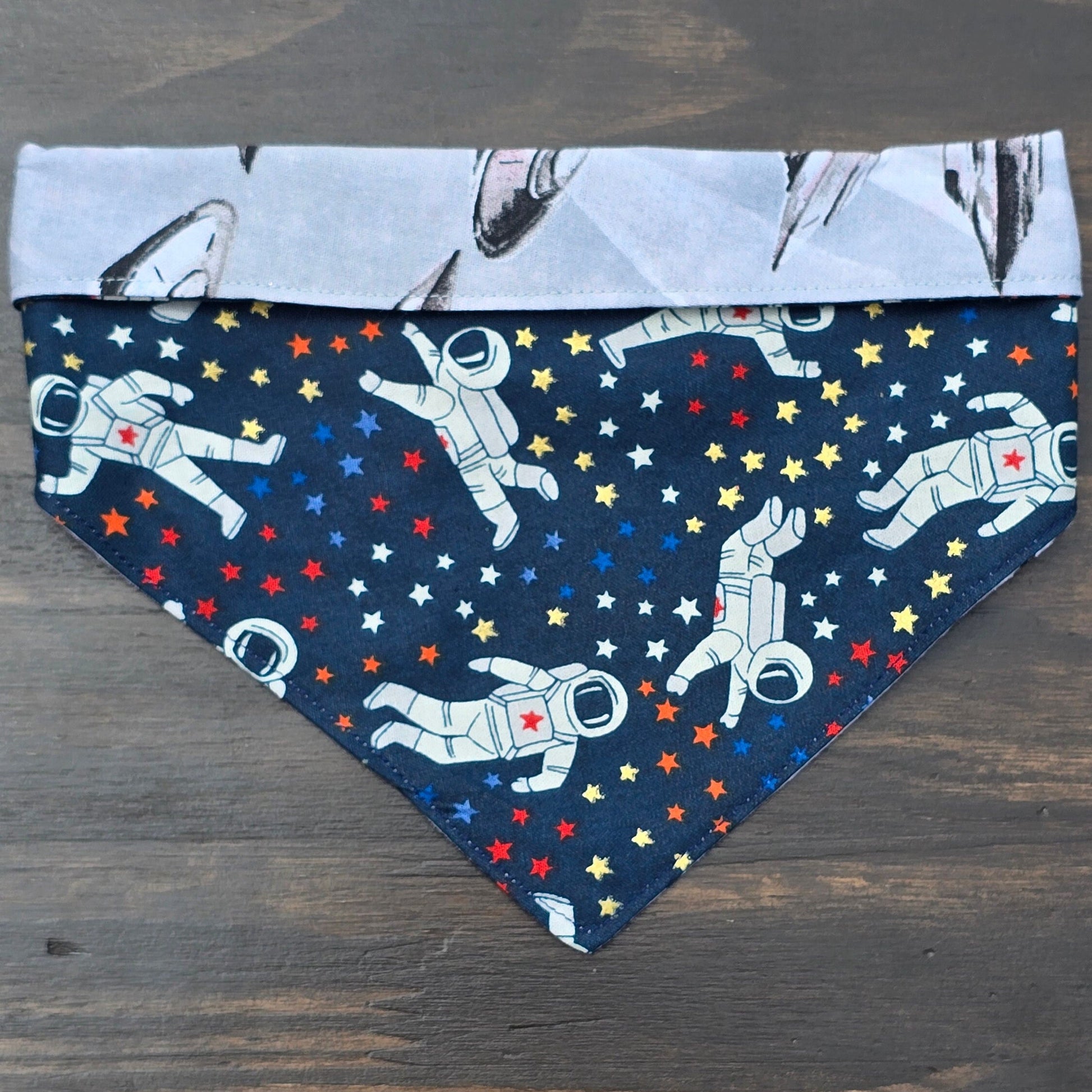 Space Bandana - Snap on Reversible - Dog Bandana - Cat Bandana - Astronaut Bandana - UFO Bandana