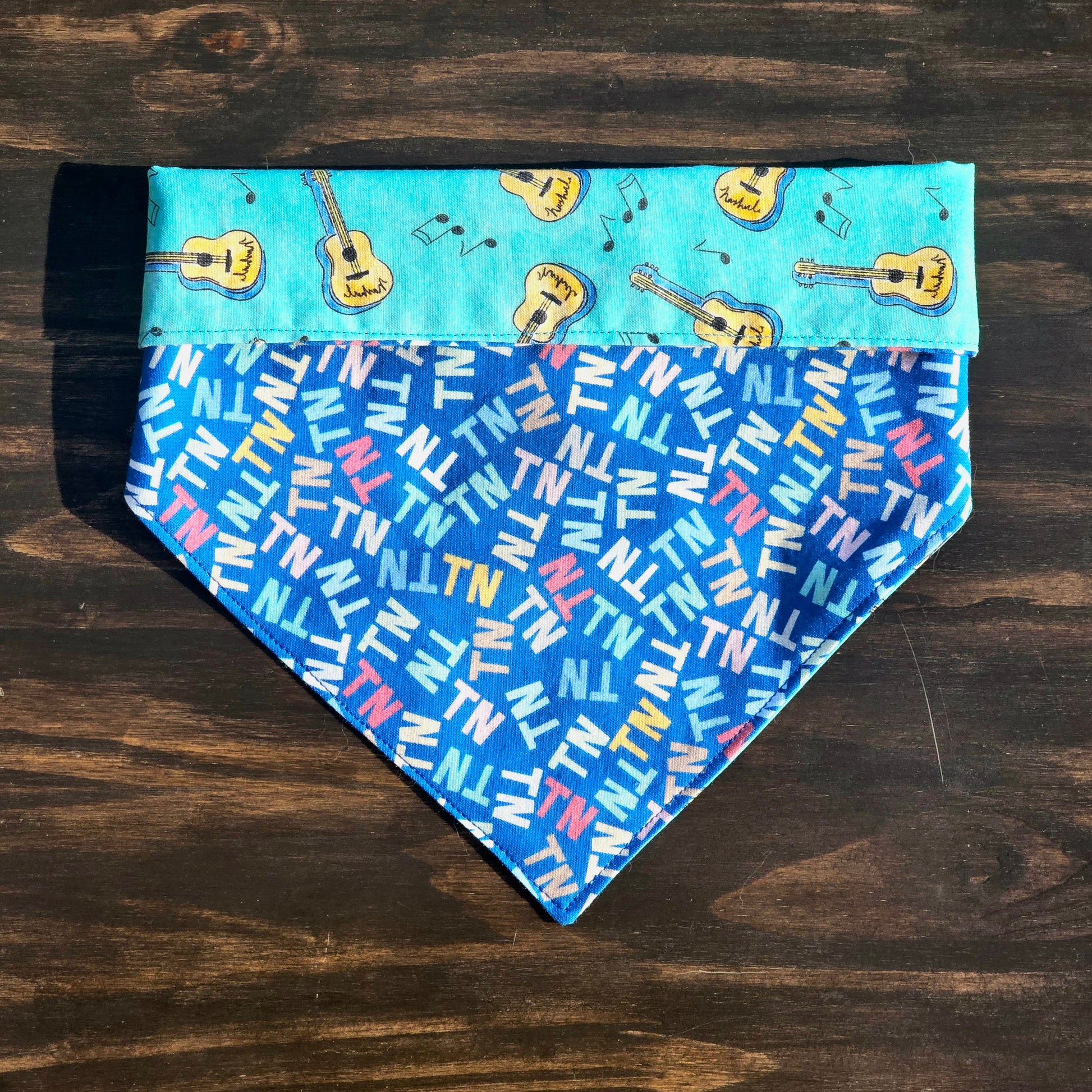 Guitar Bandana - Snap on Reversible - Dog Bandana - TN Bandana - Cat Bandana - Country bandana