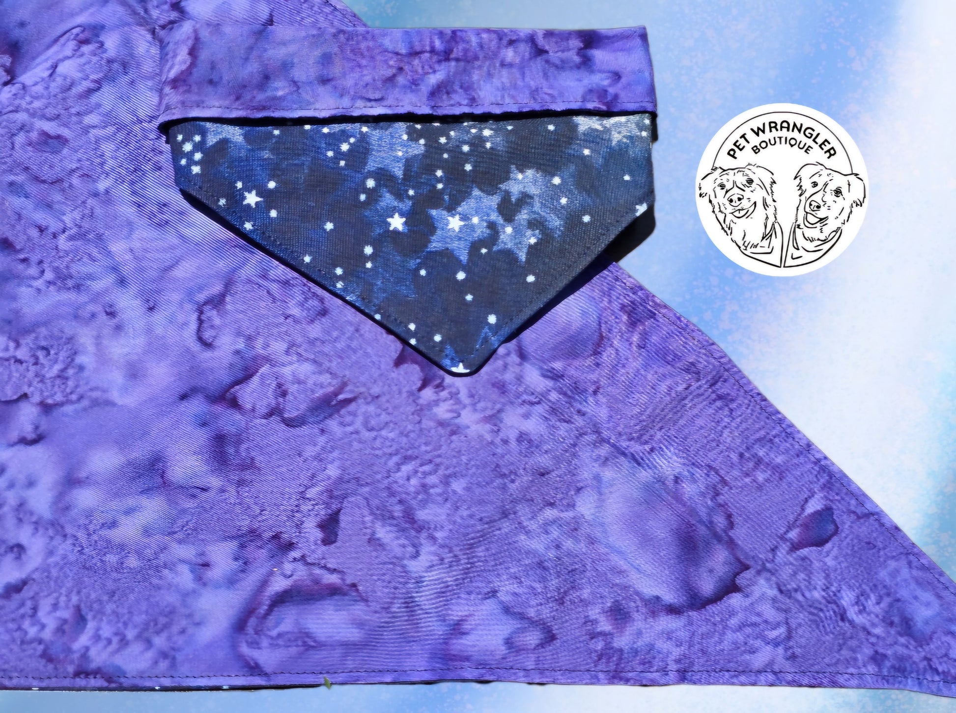 Blue stars bandana - Snap on Reversible - Dog Bandana - Cat Bandana - Pet scarf - space Bandana -