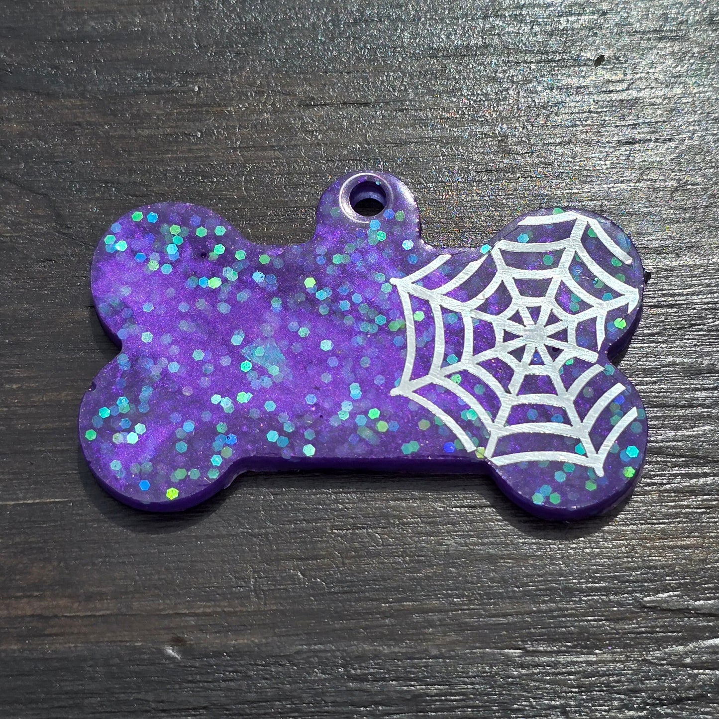 Spider Web Halloween dog tag