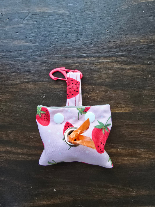 Pink Strawberry Poop Bag holder