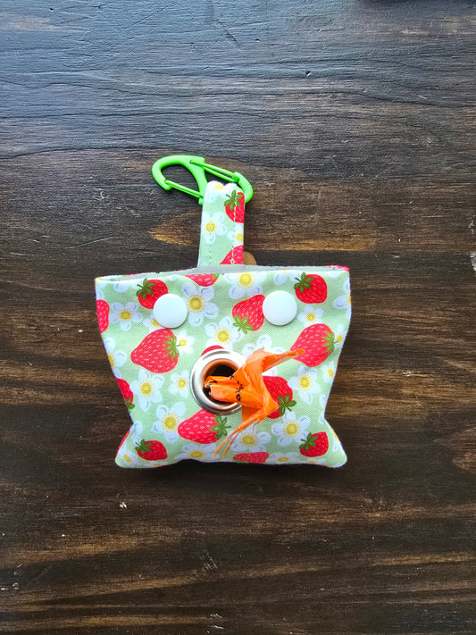 Green Strawberry Poop Bag holder