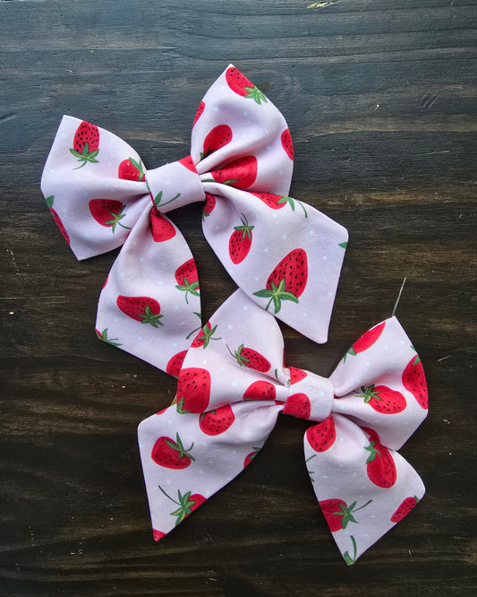 Pink Strawberry Sailor Bow